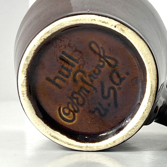 2 Vintage Hull Pottery Oven Proof Brown Drip Coffee Cocoa Tea Cups Mugs - Picture 9 of 10